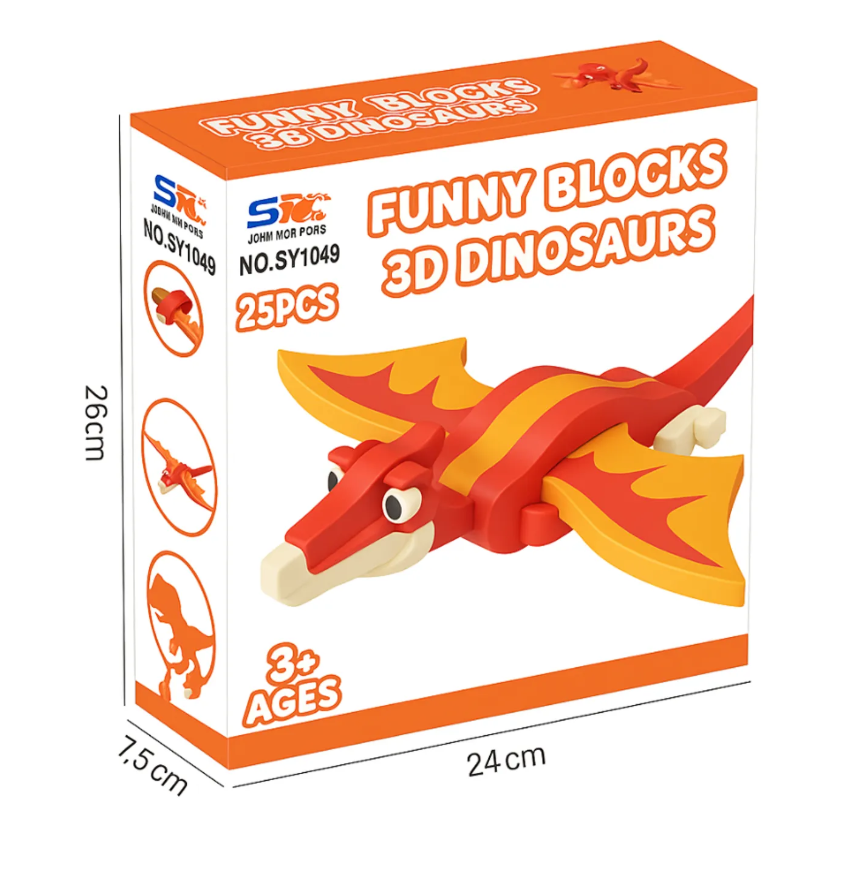 Caja con medidas del pretosaurus de goma eva