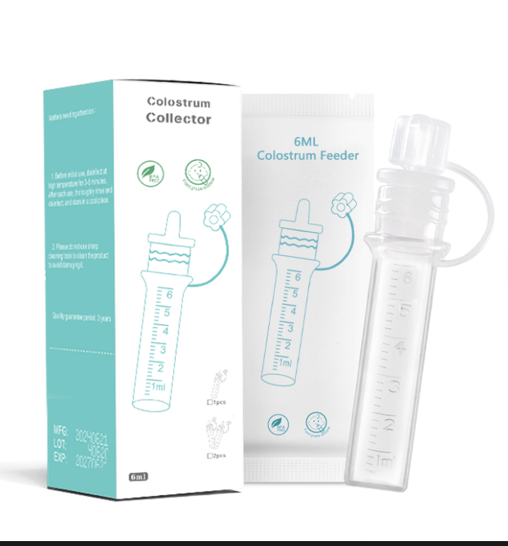 recolector de calostro en su caja